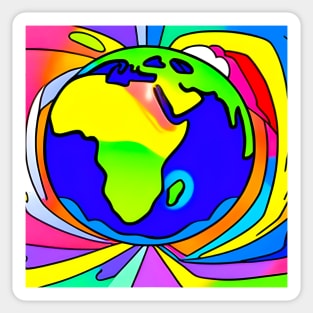 Vibrant 70s Style Planet Earth (MD23ERD004) Sticker